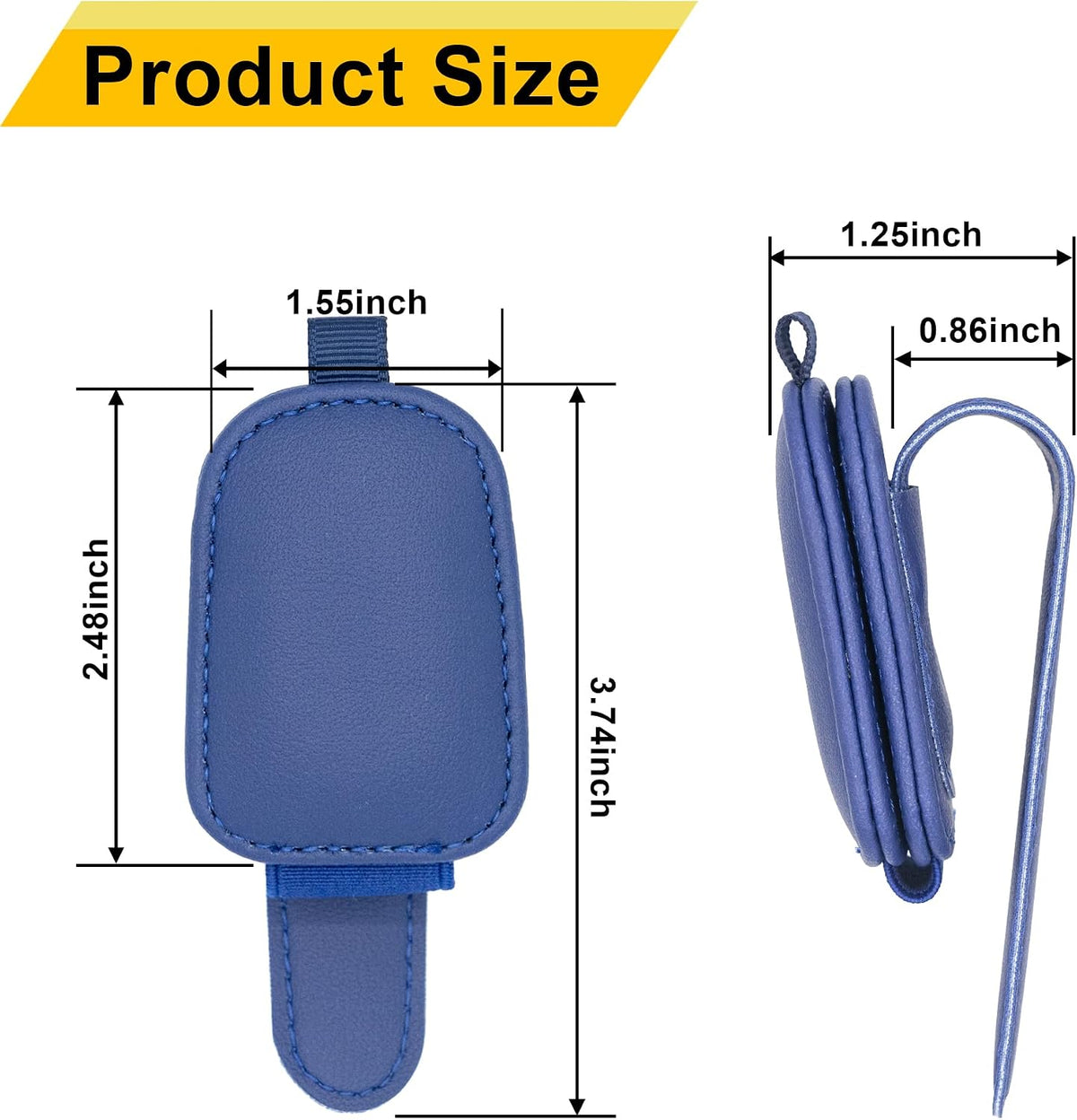 Yuoyar Magnetic Leather Sunglasses Holder for Car, 2 Packs (Blue)