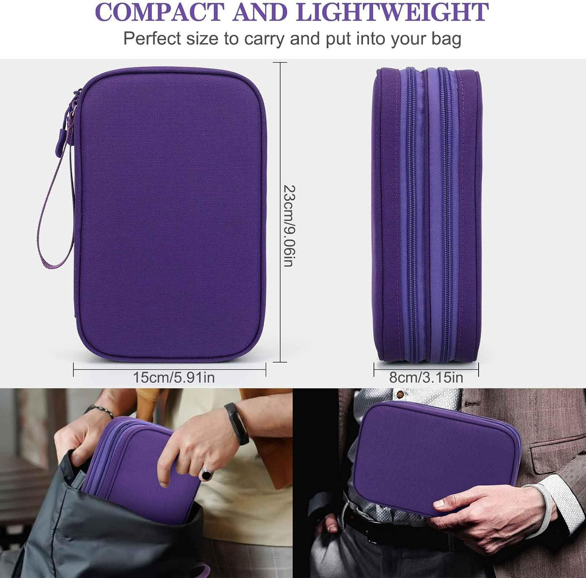 FYY Electronic Organizer, Travel Tech Pouch Bag, Large, Purple