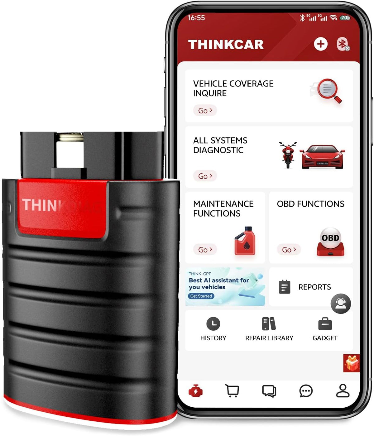 Thinkdiag OBD2 Scanner Bluetooth ECU Function Bidirectional Diagnostic Tool