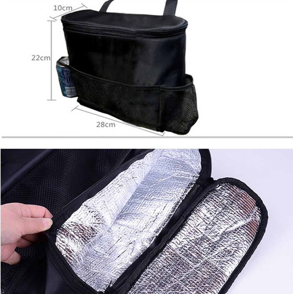 2PCS Car Seat Back Organizer, Auto Back Seat Hanging Insulation Multi- Pocket Travel Storage Cooler Bag Heat-Preservation Insulated Wrap Bottle Bag with Mesh Pockets