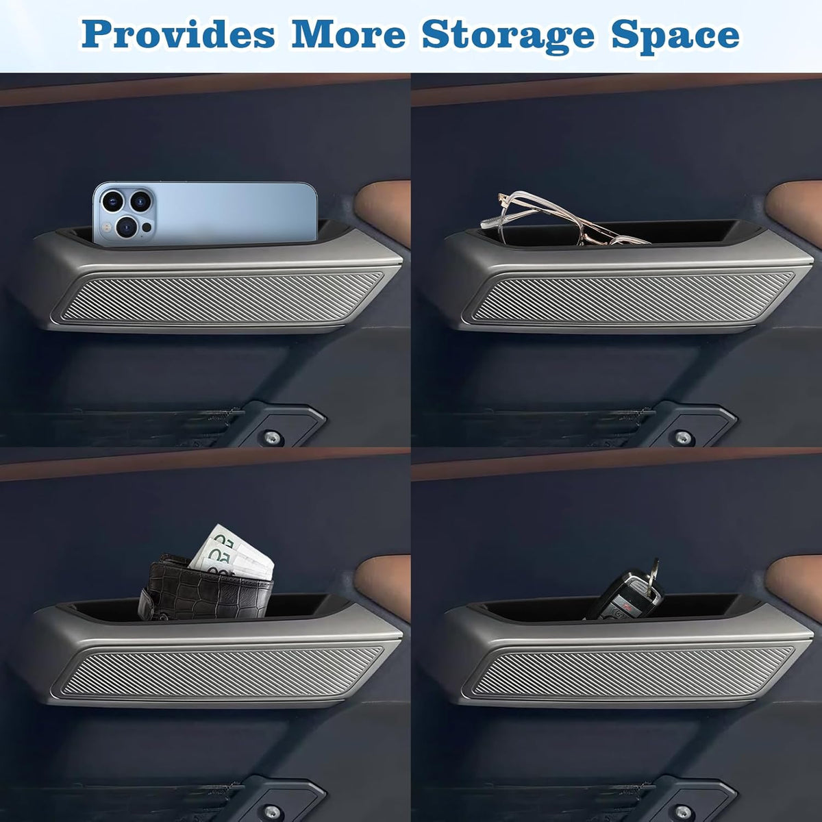 1797 4 Door Handle Storage Box fit for Ford Bronco 2021 2022 2023 2024 2025 2026 Accessories Car Pocket Organizer with Anti-Slip Black ABS Plastic-4pcs/Set (Not for Sport/2 Door)
