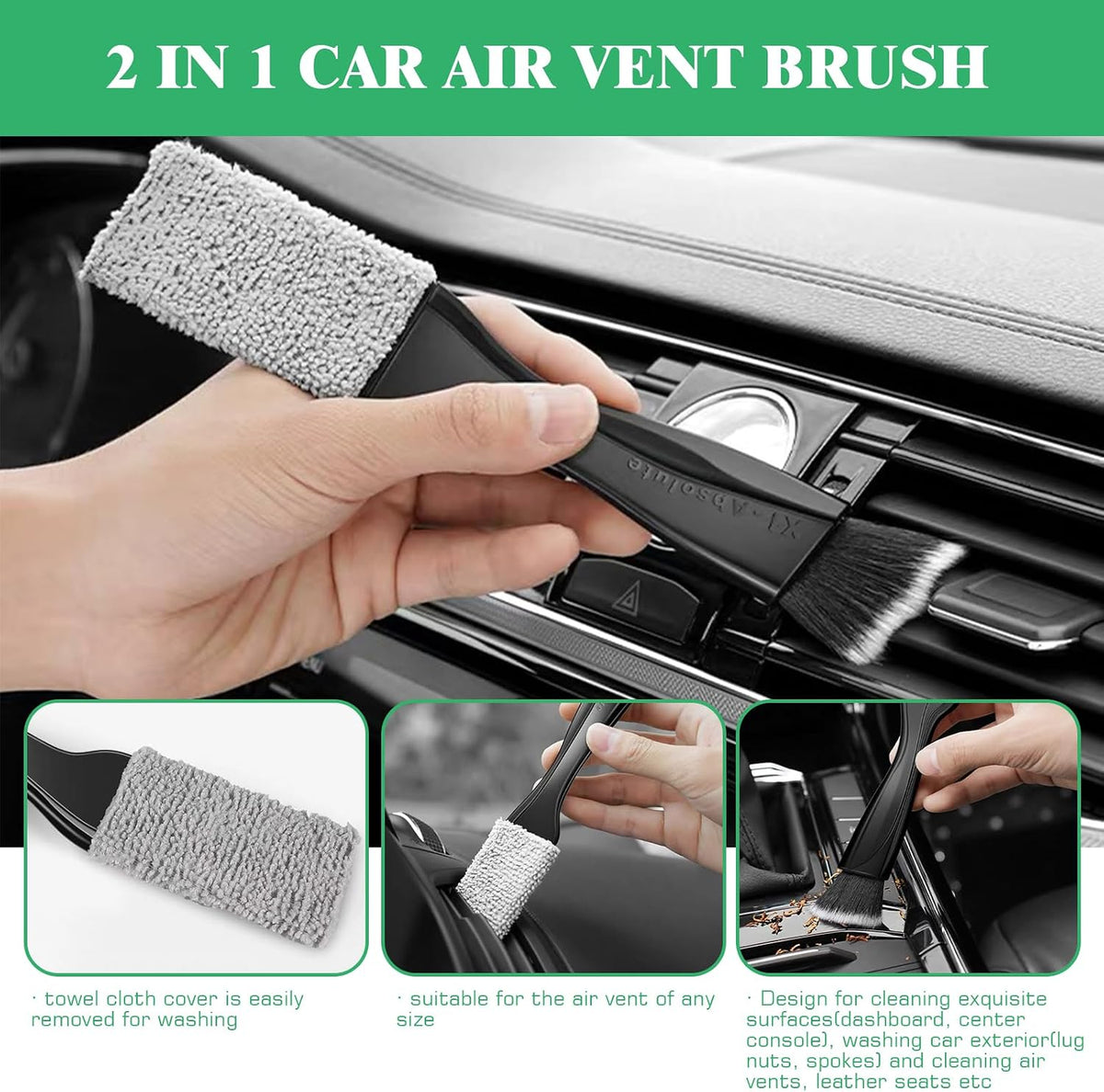 14Pcs Car Interior & Exterior Dusting Brush Set Contains Soft Cleaning Brushes, Auto Boars Hair Detailing Brushes, Double Head Brush for Automotive Air Conditioning Vent Dashboard Screen