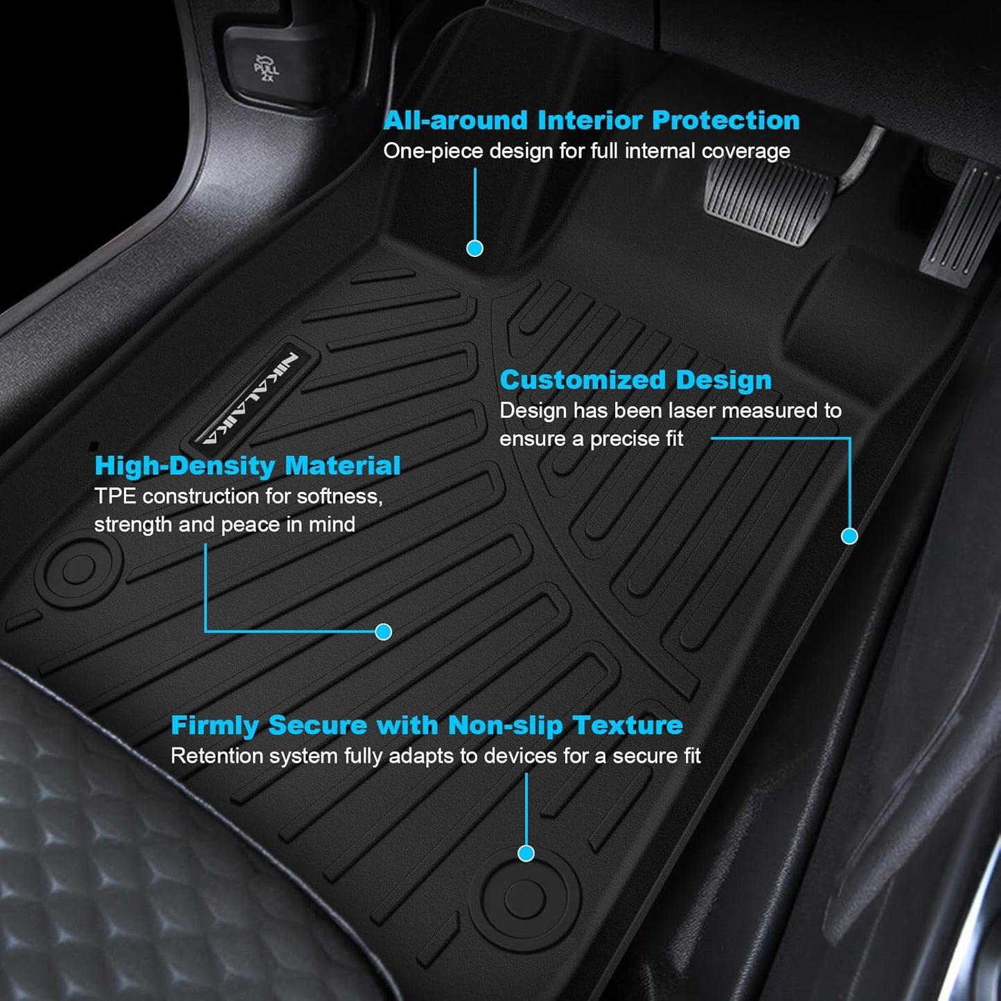 Floor Mats for 2012-2017 Toyota Camry (Include Hybrid) All Weather Protection TPE Rubber Full Set Automotive Floor Liners for 2017 Camry Hybrid Accessories, Odorless Anti-Slip, 1st & 2nd Row, Black