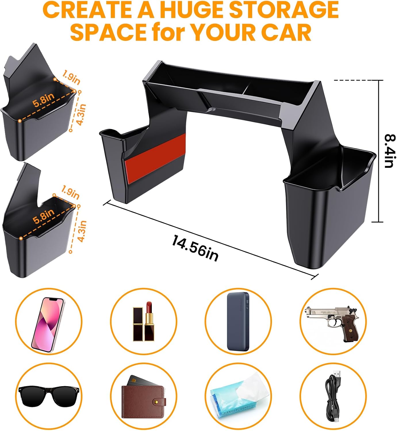 Eamplest Gear Shift Center Console Side Tray Organizer for Jeep Wrangler JL JLU 4XE 2026 2025 2024 2023 2022 2021 2020 2019 2018 & Gladiator JT 2020-2026 Storage Accessories Shifter Storage Box