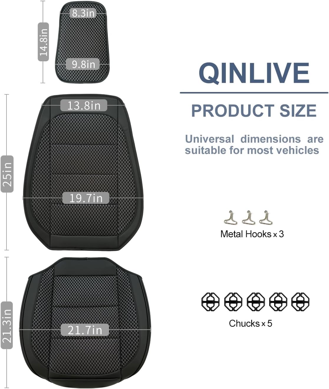 1 Pack Black Ventilated Cooling Car Seat Covers for Summer