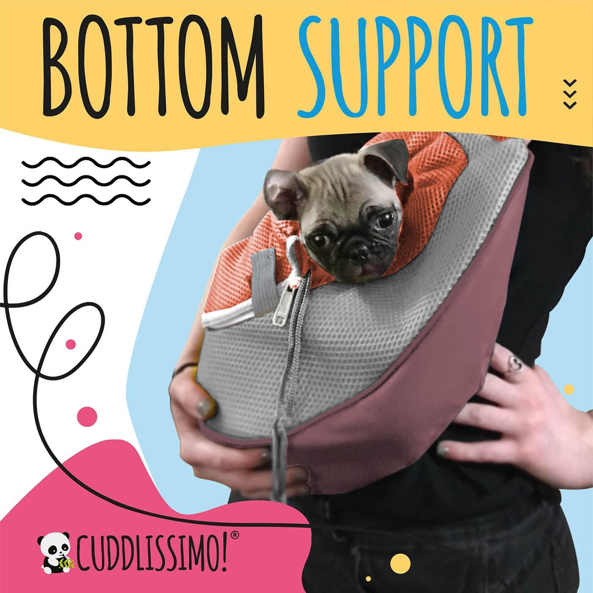 Cuddlissimo Small Dog Sling Carrier, Pet Cat Sling, Puppy Pouch - Red-L