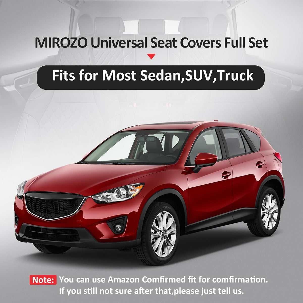 MIROZO Seat Covers Full Set, Leather Car Seat Covers for Sedan SUV Truck