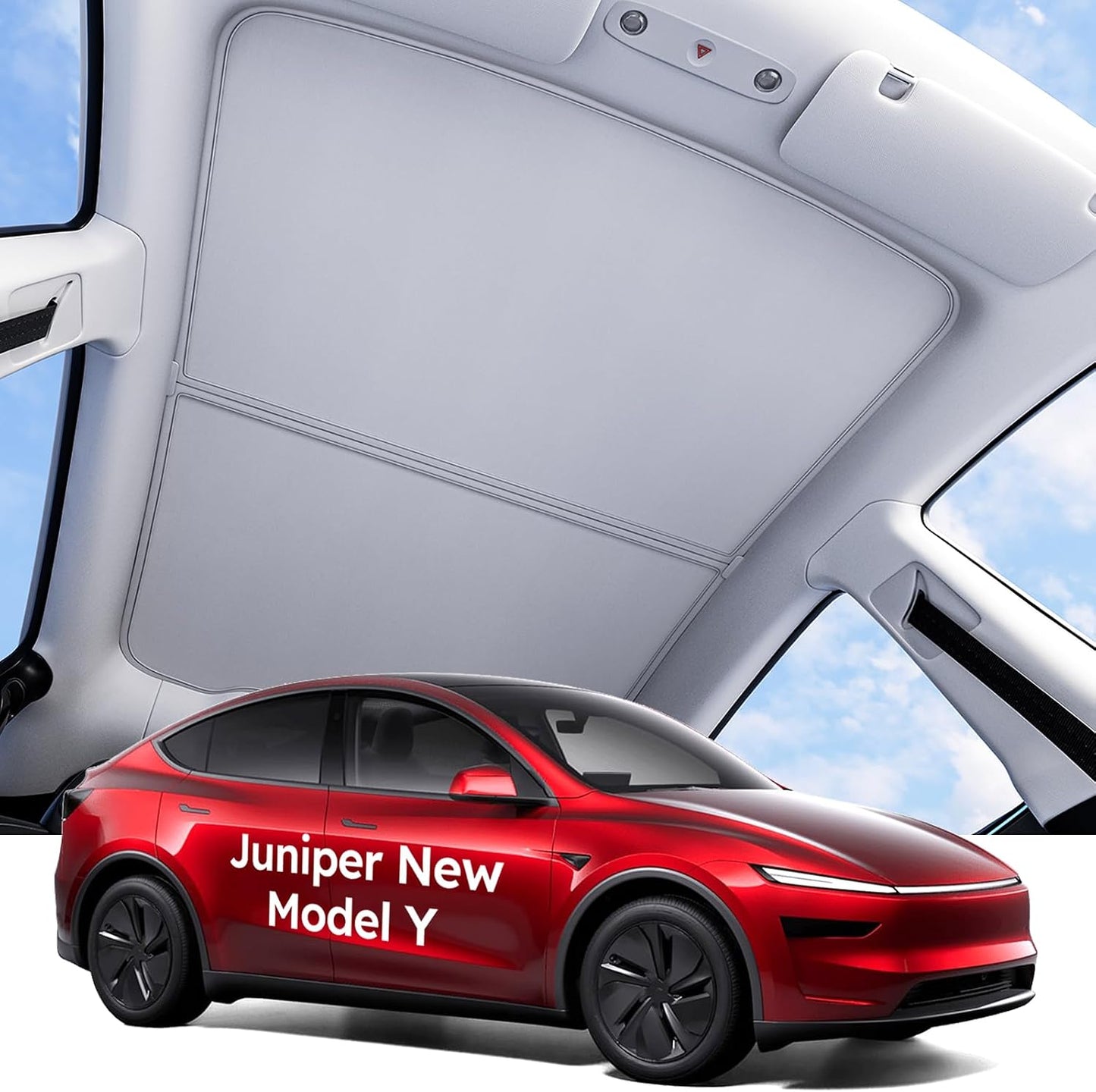 Wigoo Tesla New Model Y Juniper Accessories Sunshade Roof [Never Sag, Nano Ice-Crystal Coatings] Heat Insulation Glass Roof Sun Shade, Accessories for Tesla New Model Y 2025 2026 Launch, Black