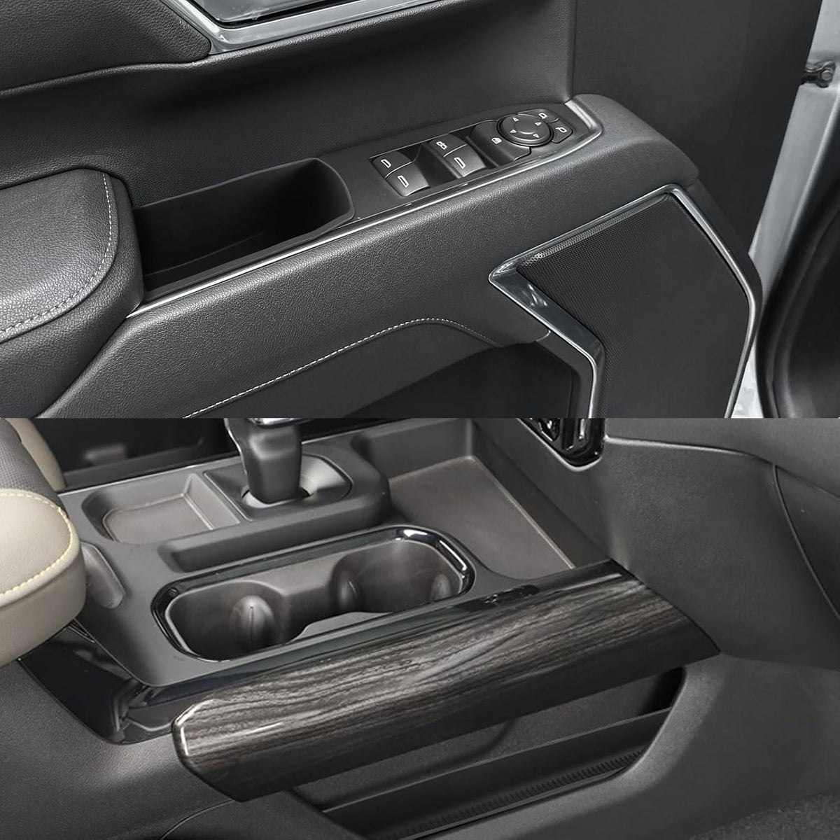for 4PCS Door Organizer Tray& 2PCS Lower Center Console Organizer Tray Compatible with 2022–2026 Silverado&Sierra 1500/2024–2026 Silverado&Sierra 2500HD/3500HD–Full Console w/Bucket Seats Only