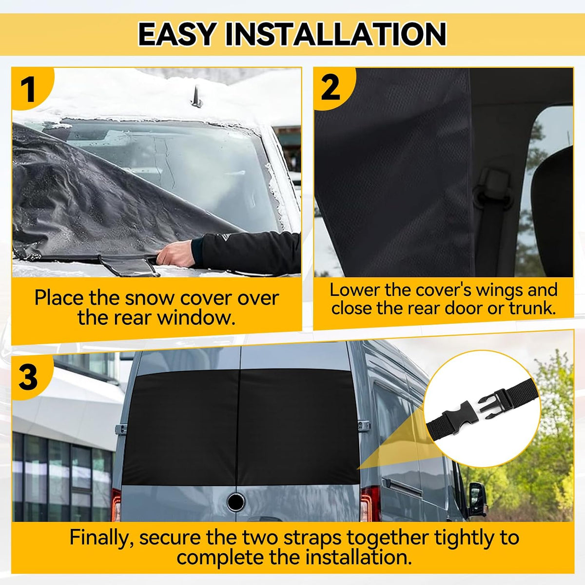 Rear Windshield Cover for Ice and Snow Compatible with Mercedes-Benz Sprinter Van 2006-2026, Car Back Window Snow & Frost Cover, Complete Protection from Snow and Other Winter Debris