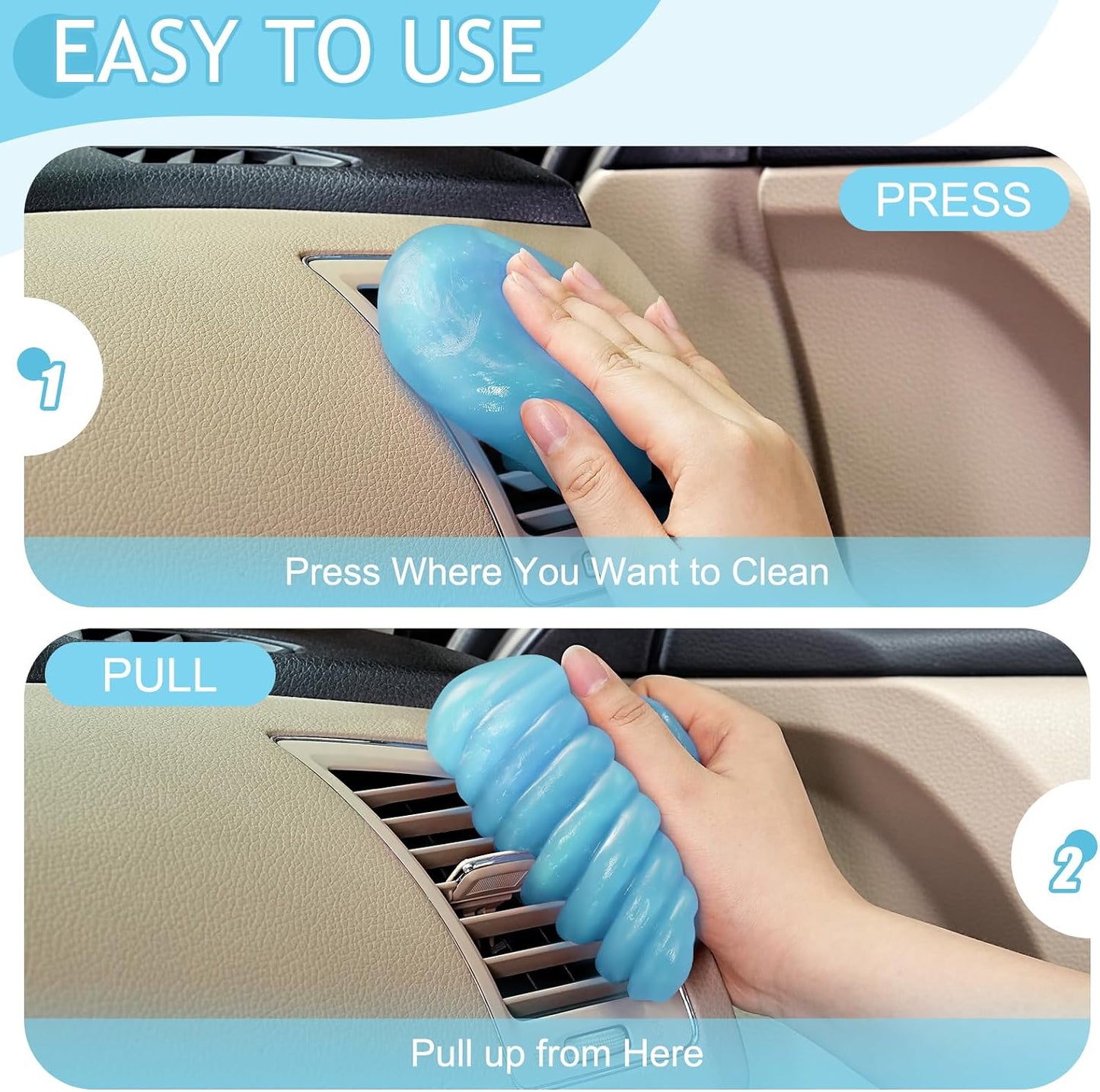 TeSabMi Car Cleaning Gel Cleaning Putty Car Putty Car Interior Cleaner Auto Detail Tools Car Cleaning Slime Car Accessories White Elephant Gifts for Men Women Adults Stocking Stuffers 2 Pack