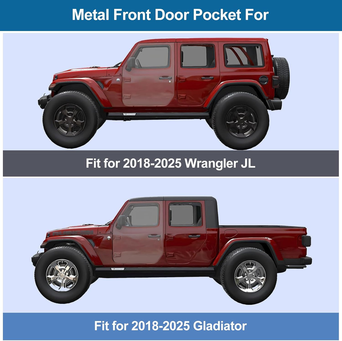Heavy-Duty MOLLE Metal Front Door Organizer Box for Jeep 2-Pack Front Door Panel Storage Replacement System with No-Drill Installation
