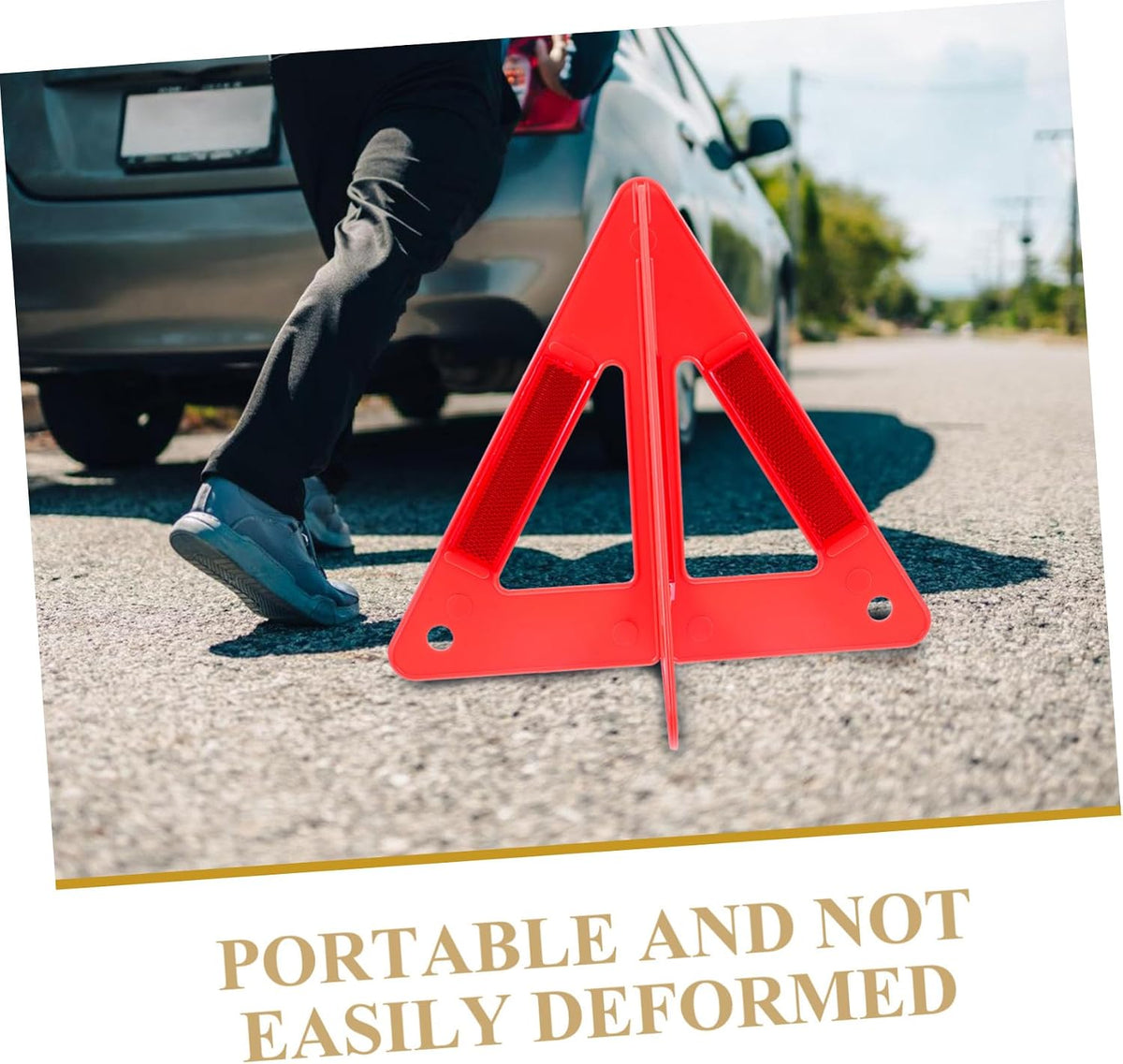 Foldable Reflective Warning Triangle Sign, PVC Roadside Safety