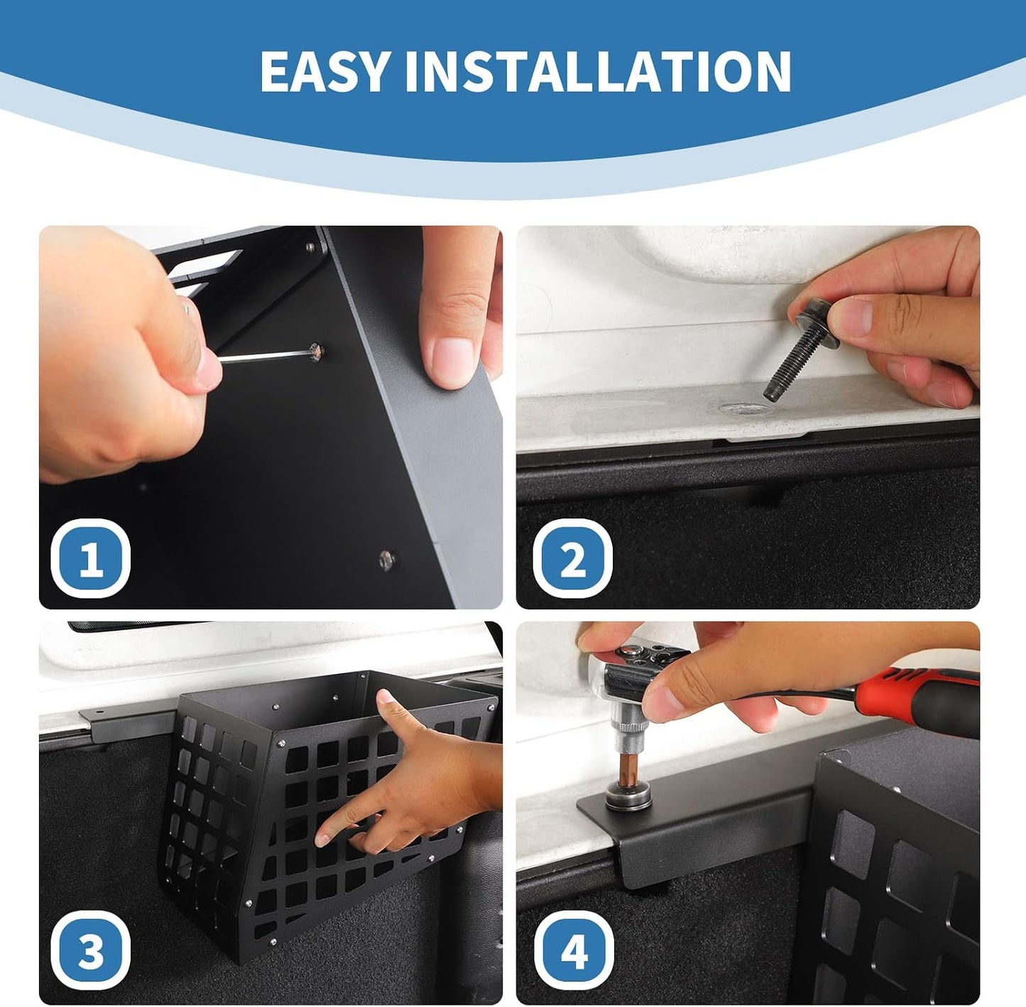 for Jeep JLU Trunk Right Side Molle Storage Bin Cargo Space Organizer Basket System Storage Carrier Box for Jeep Wrangler JLU 2018-2023 4DR Modular Storage Solution for Hardtop