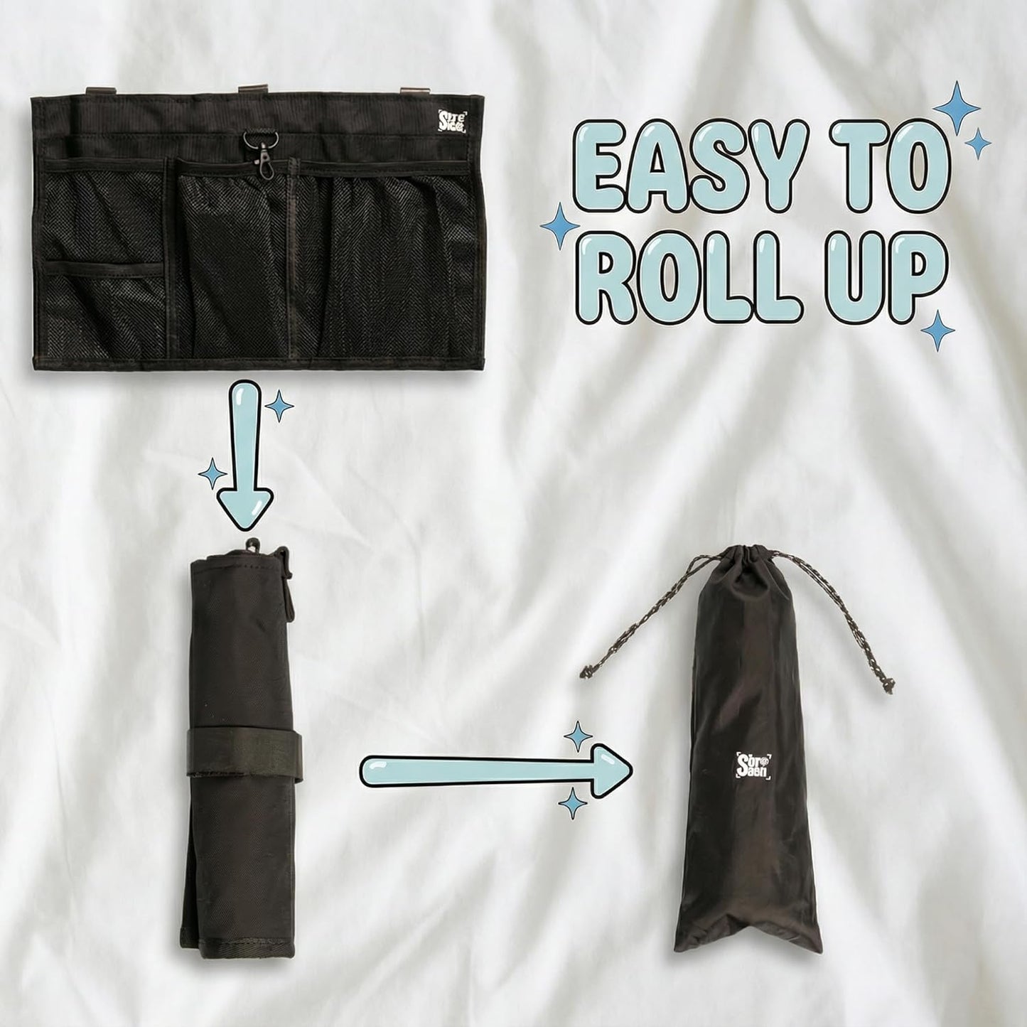 Airplane Seat Organizer to Clip onto Airplane Seat Pocket | Travel Essentials Accessory with Improved Universal Compatibility (15 x 9 Inches)