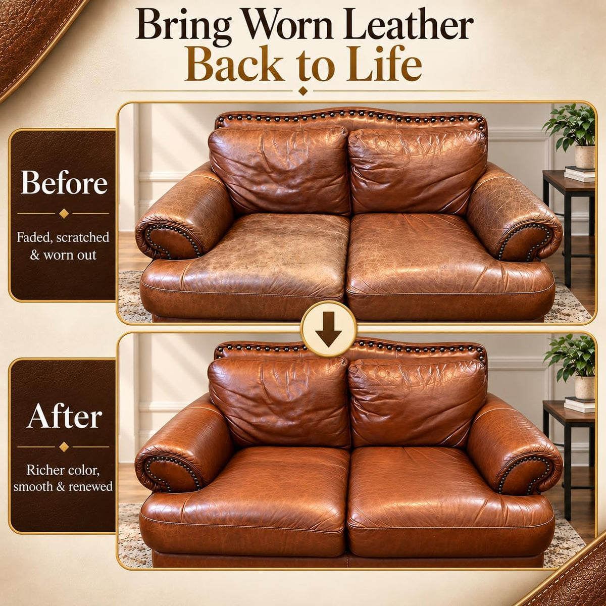 Leather Recoloring Balm, Leather Color Restorer, Leather Restorer for Couches, Leather Scratch Remover, Leather Scratch Repair, Leather Repair Kit for Furniture, Leather Dye (Gray)