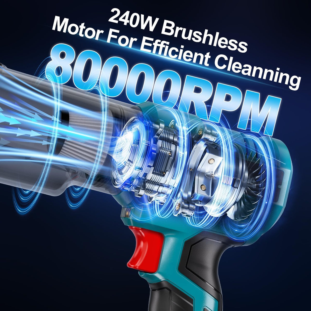 Cordless Handheld Vacuum Cleaner for Makita 18V Battery: 3-Speed Modes Portable Vacuum with 20kPa 105AW Powerful Suction for Car, Pet Hair, Home Cleaning (Tool Only)