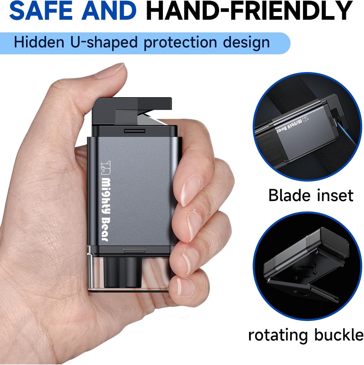 MightY Bear Car Window Breaker Seatbelt Cutter, 2-in-1 Car Emergency Tool, Underwater Glass Breaker for Traffic Accidents and Family Rescue - Gray