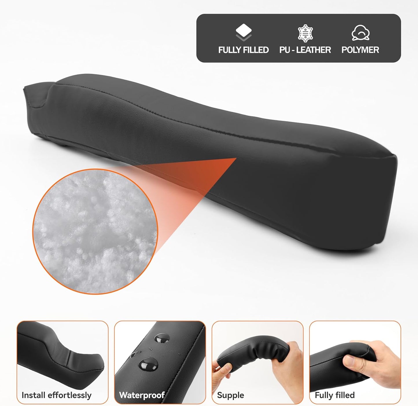 Car Seat Gap Filler 2 Pack, Faux Leather Strip/Plug Console Blockers for Cars, Trucks, SUVs, Adjustable Width 1.4–2.4 Inch, Universal Fit Prevents Items Falling Between Seats