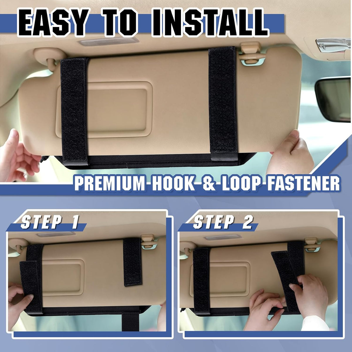 SAMPUSS Car Sun Visor Organizer Car Sunglass Holder with Storage Pouch