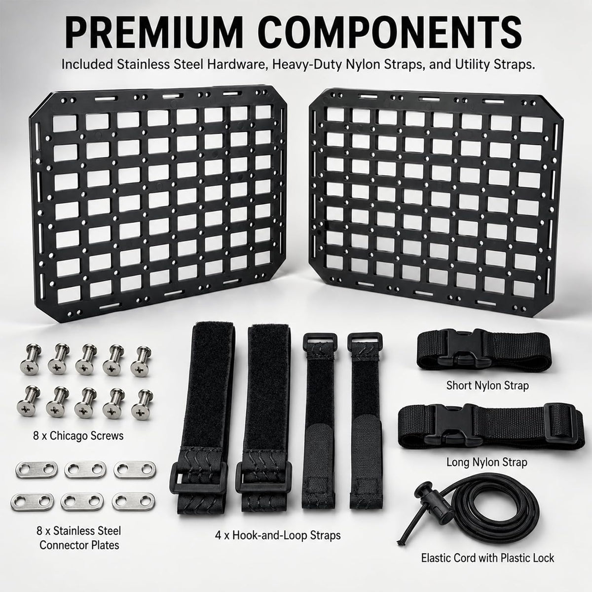 Automotive Seat Back Organizer Rigid MOLLE Panel | Universal Fits Trucks, SUVs and Outdoor Adventures, Tactical Gear and Tool Storage