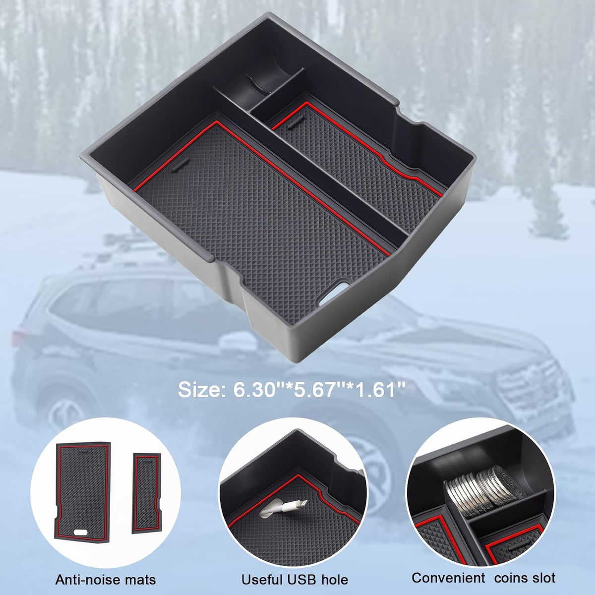 JKCOVER Center Console Organizer Tray For 2019-2024 Subaru Forester