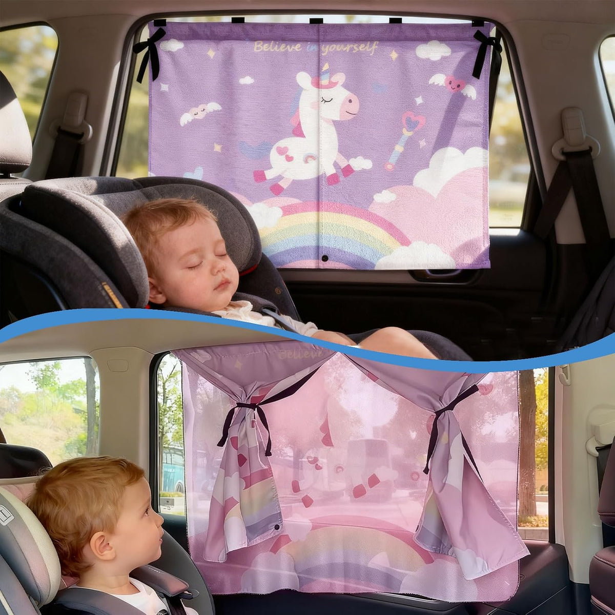 2 Pack Magnetic Car Window Shade for Baby, Back Seat, Easy Installation