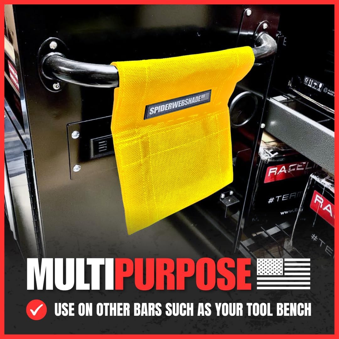 SPIDERWEBSHADE Grab Bag - Front Passenger Seat Grab Bar Multi-Purpose Storage Organizer Bag - For Jeep Wrangler CJ YJ JK JL JKU JLU Gladiator - MADE IN AMERICA - Travel Essentials Holder - (Yellow)