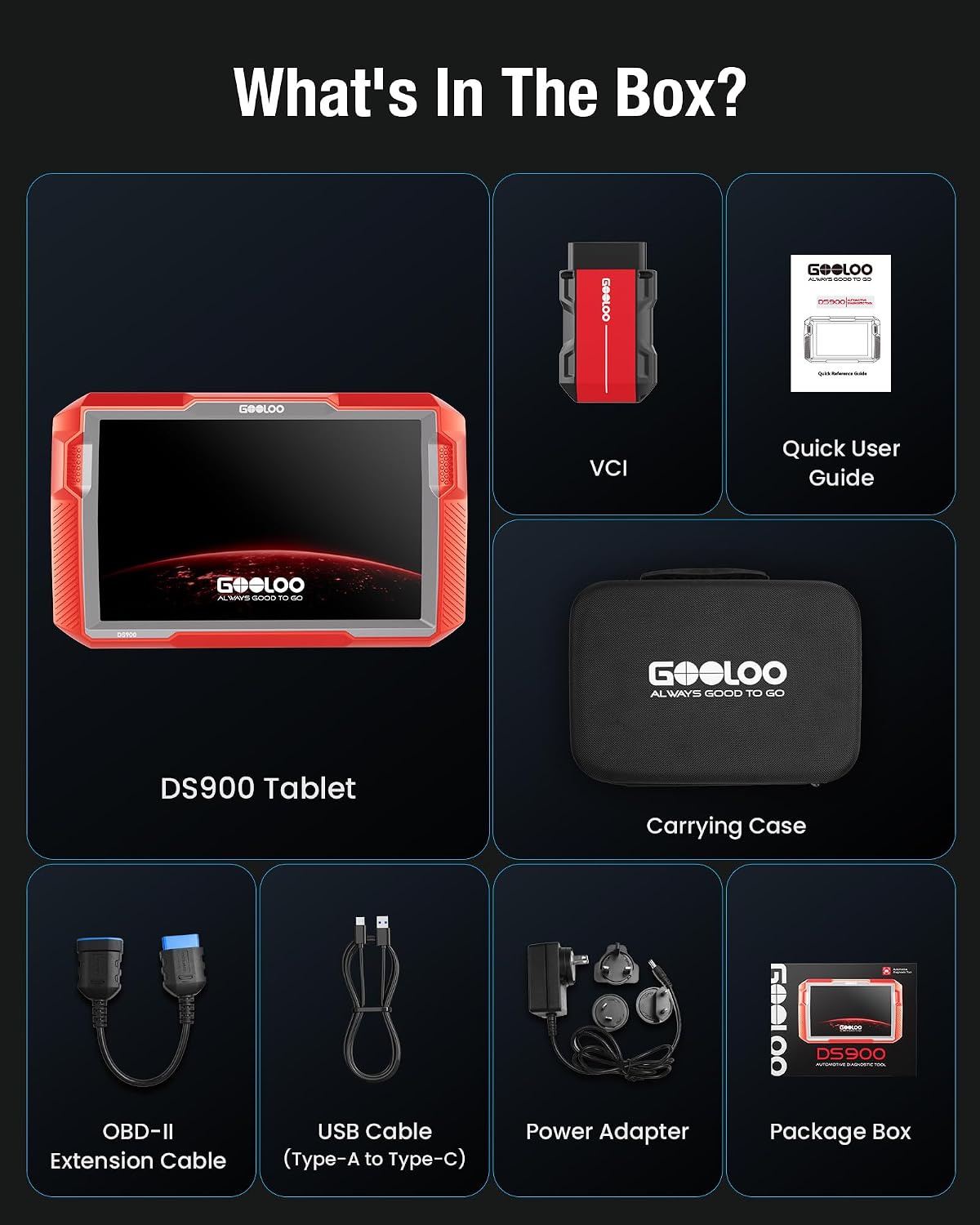 GOOLOO DS900 OBD2 Car Scanner ABS SRS Transmission, No Subscription Fees