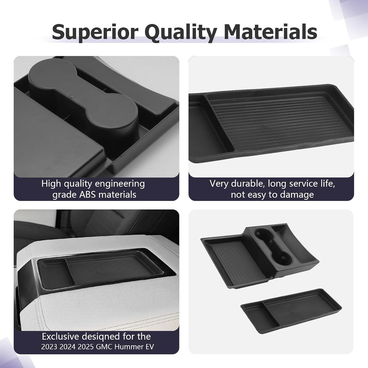 LUWU Center Console Tray Set 2023 2024 2025 2026 Hummer EV SUV Accessories Lower Storage Tray Armrest Console Organizer 2PCS