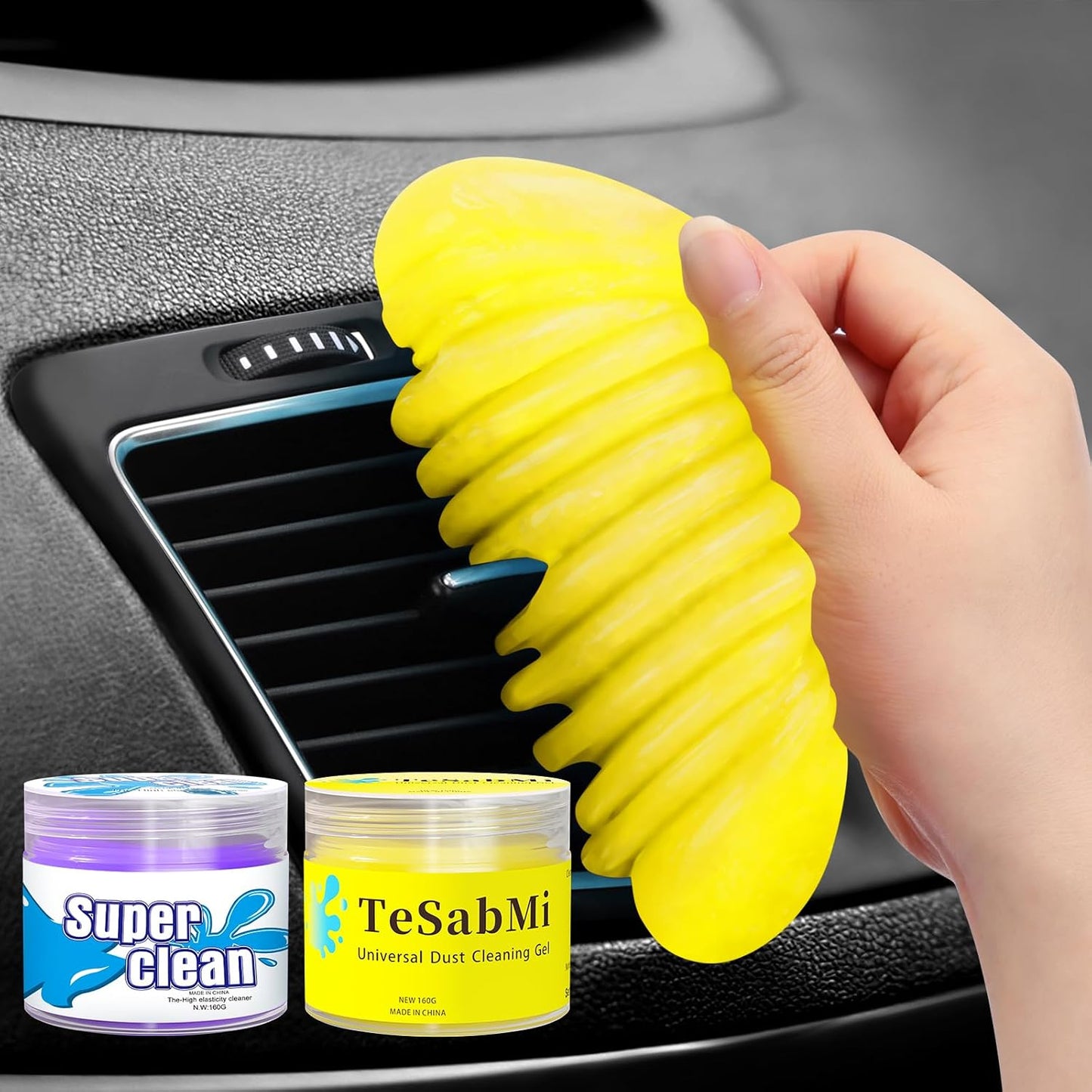 TeSabMi Car Cleaning Gel Cleaning Putty Car Putty Car Interior Cleaner Auto Detail Tools Car Cleaning Slime Car Accessories White Elephant Gifts for Men Women Adults Stocking Stuffers 2 Pack