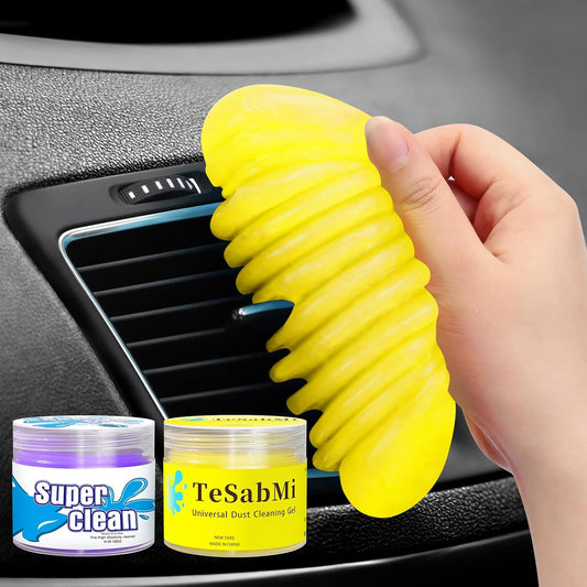 TeSabMi Car Cleaning Gel Cleaning Putty Car Putty Car Interior Cleaner Auto Detail Tools Car Cleaning Slime Car Accessories White Elephant Gifts for Men Women Adults Stocking Stuffers 2 Pack