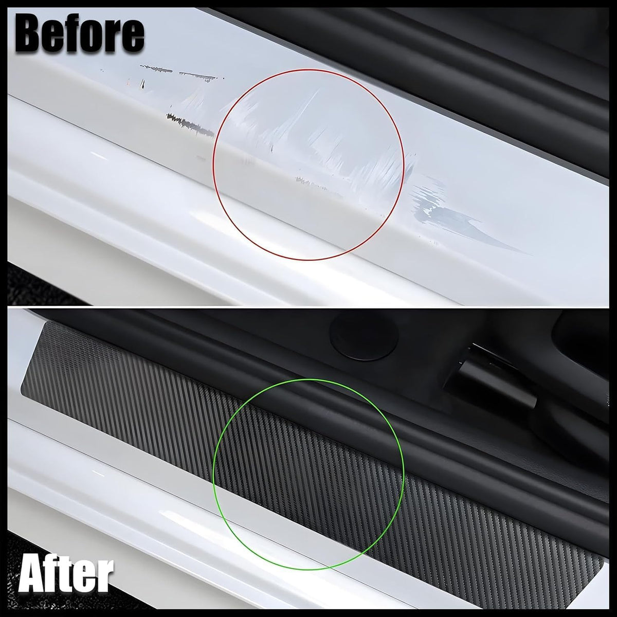 Car Door Sill Protector for 2016-2019 Mercedes Benz GLE 350 400, Carbon Fiber Automotive Entry Guard Scratch Pad Threshold Plate Cover Trim Anti-Kick Strip 4Pcs