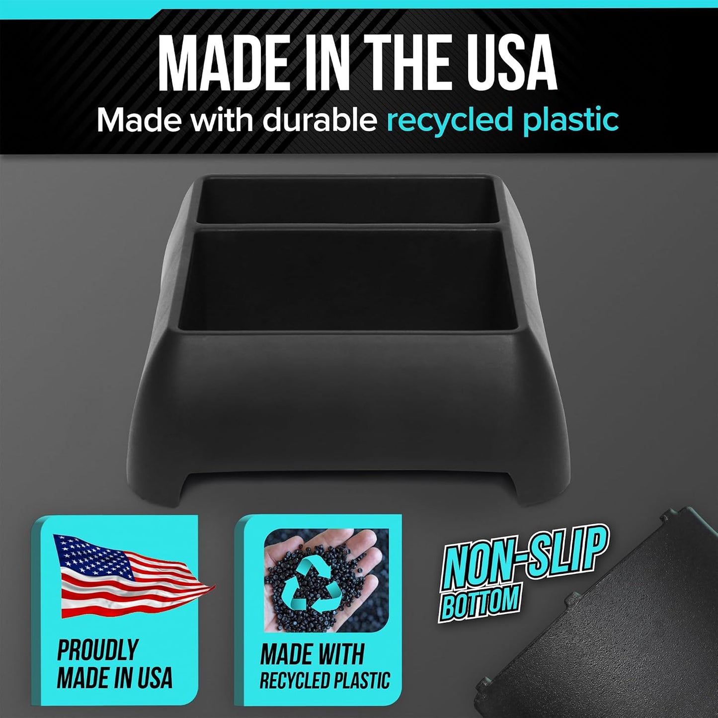 Moblorg Heavy Duty Storage Organizer for Vehicle Trunk, Garage, Under Sink Organizer, Recycled Plastic, Made in USA (Black)