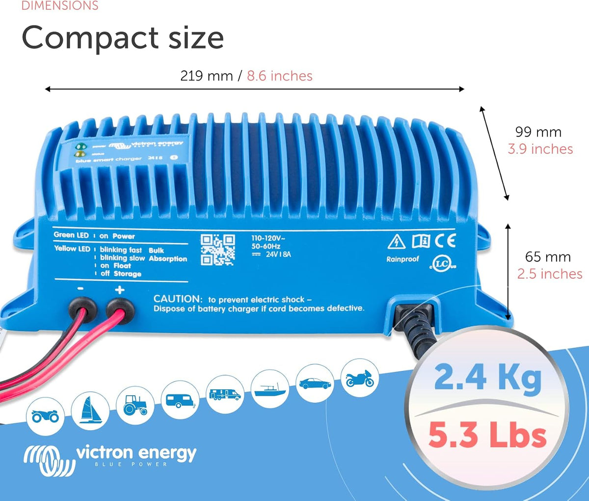 Victron Energy Blue Smart IP67 Smart Marine Battery Charger 24V 8A