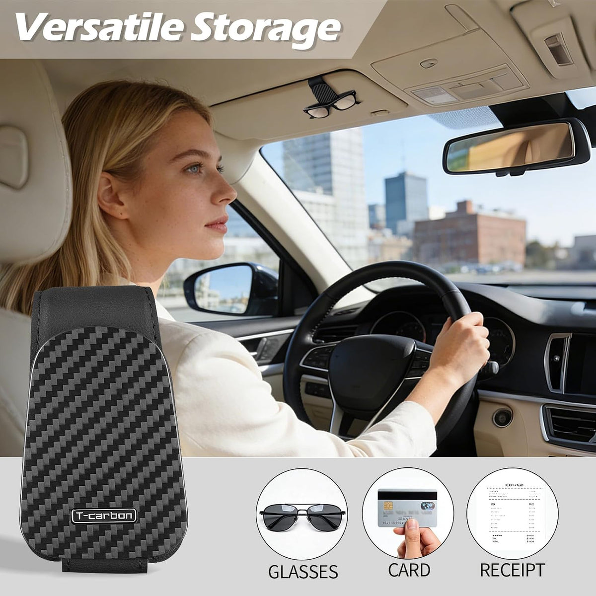 T-carbon Sunglass Holder for Car Sun Visor