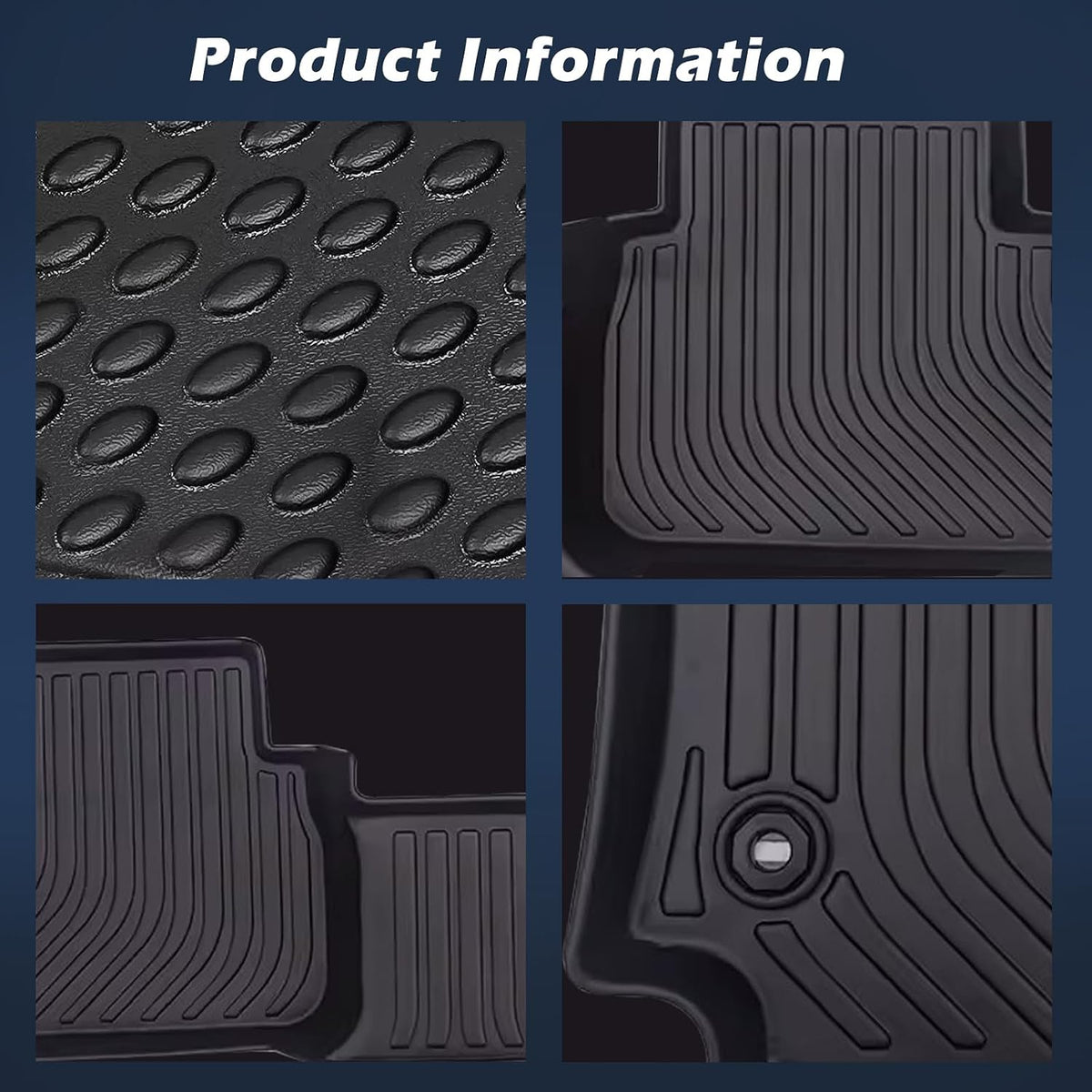 All Weather Rubber Floor Mats Compatible with 2013-2017 Honda Accord, 3Pcs Car Automotive Floor Mats & Cargo Liners Black