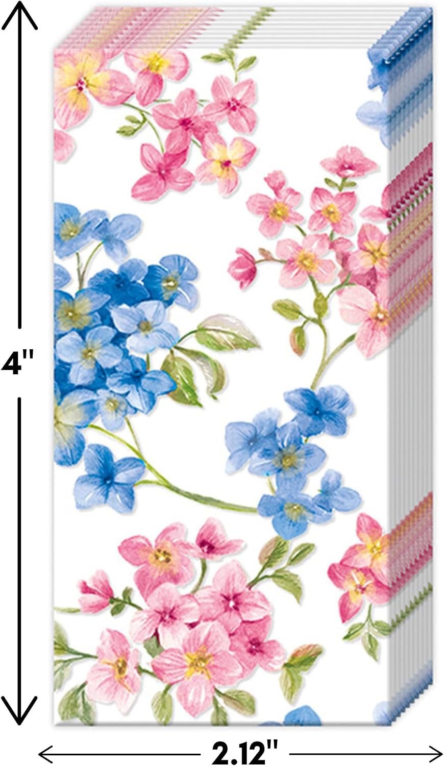 Botanical Garden Pocket Tissues - 6 Pack (60 Total) - Decorative 4-Ply Floral, Facial, Portable Travel Size Packs for Purse and Car, Forget Me Nots by Boston International (Spring Blooms)