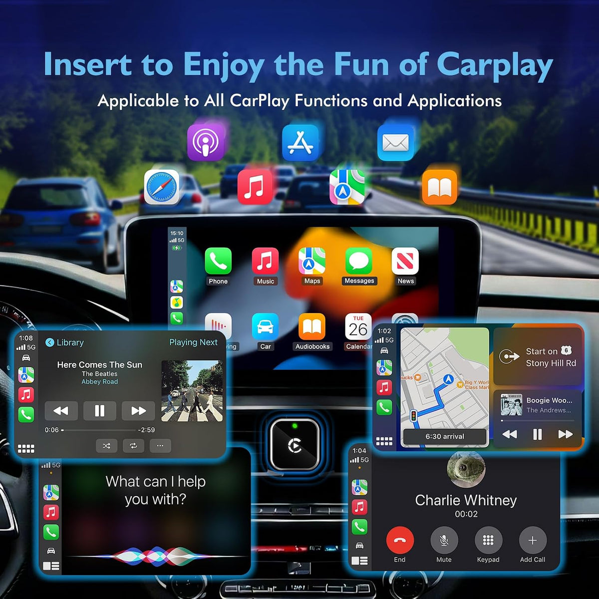 Ultra-Thin Mini Wireless & Bluetooth CarPlay Adapter