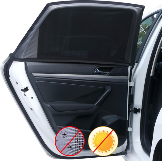 Upgraded Car Rear Side Window Shades, Breathable Mesh Stretch Window Covers Screens for Camping, UV Protection, Block Sun Glare,Privacy Protection,Fit for 97% of Cars -2 Pack