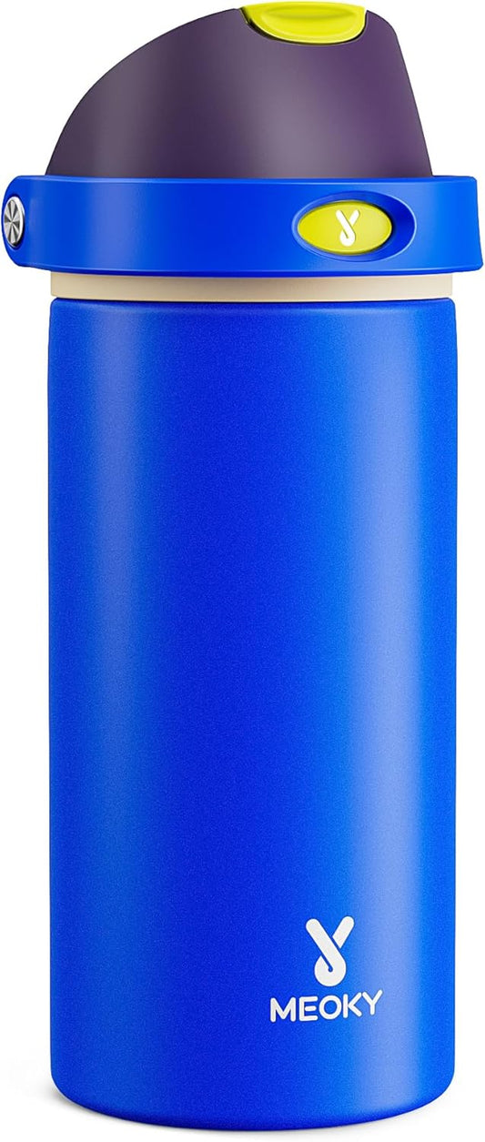 18 oz Insulated Water Bottle for Kids: Meoky Stainless Steel Water Bottle with 2-in-1 Straw and Spout Lid - Leak Proof, Cold for 24 Hours, BPA-Free for Boys School Sports, Celestial Sphere