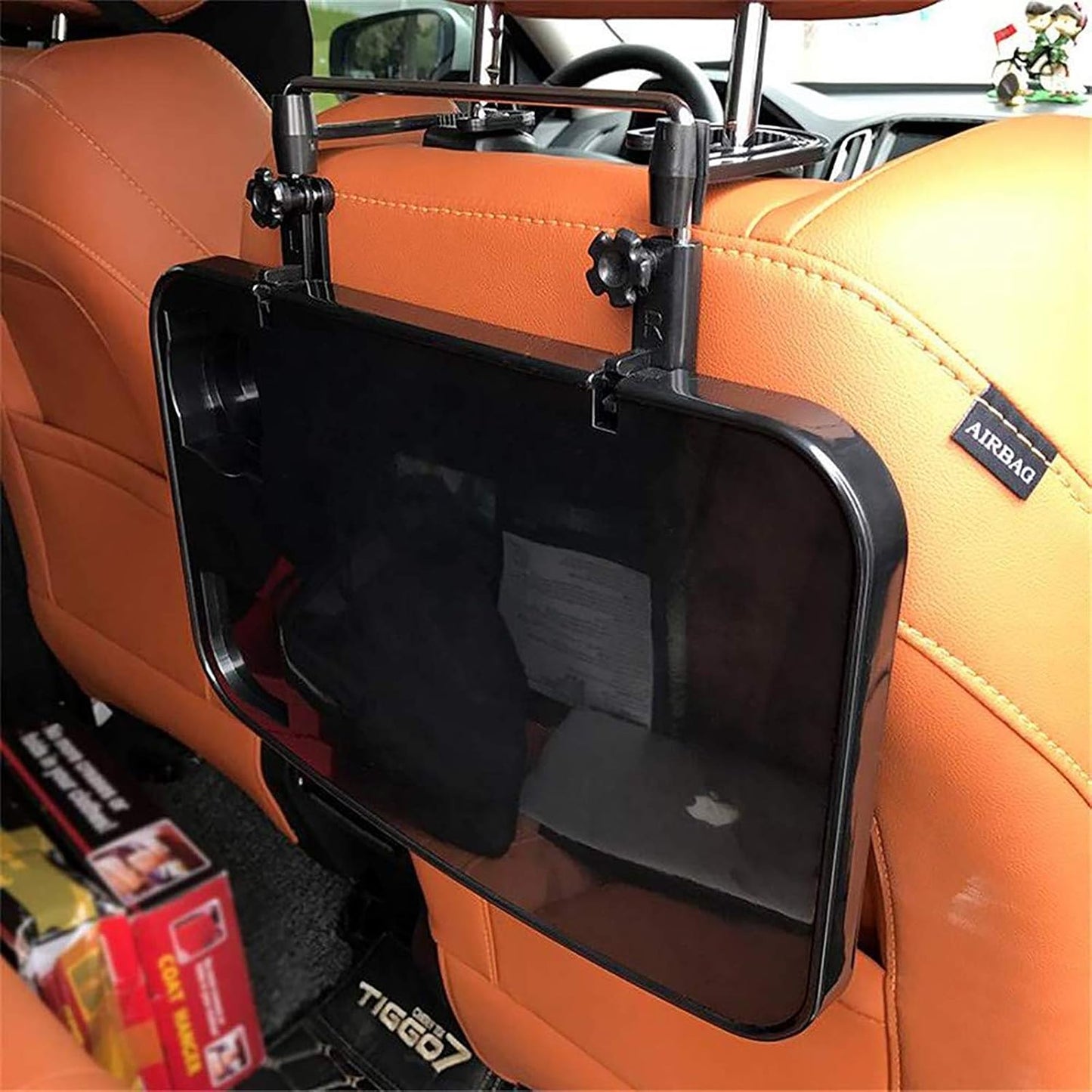 XINDELL Steering Wheel & Car Seat Tray - Universal Foldable Desk for Laptop, Food, Cup Holder - Portable Car Food Tray for Drivers, Kids, Road Trips - Fits All Vehicles