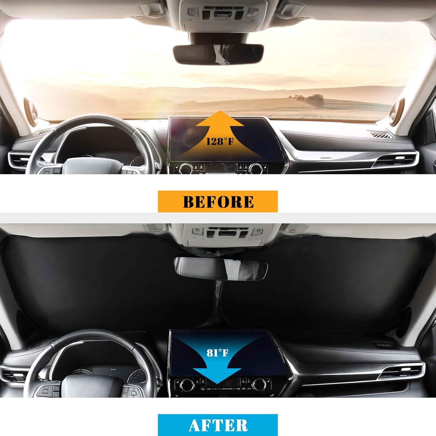 Car Windshield Sun Shade for Chevy 2014-2018 Silverado 1500 & for GMC 2014-2018 Sierra 1500 Accessories (OEM Design) Reflective Foldable Heat Insulation Sunshade for Ultimate Protection