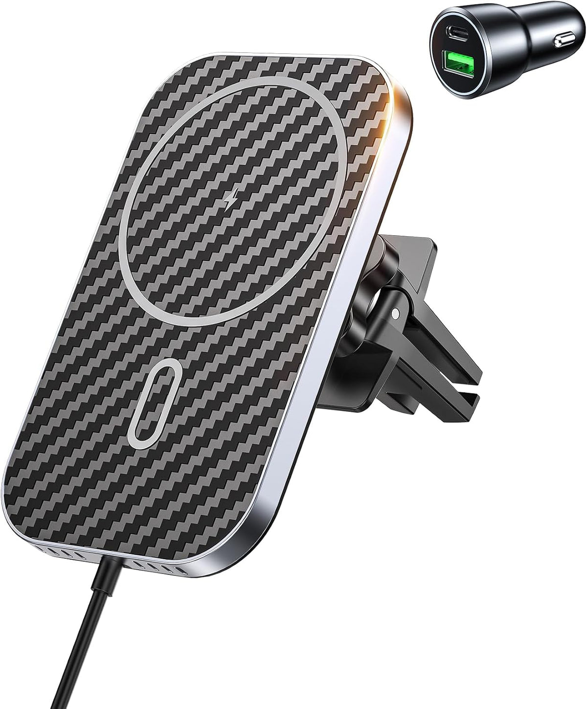 Mukiya for MagSafe Car Mount Charger with Adapter, 360° Rotation Magnetic Wireless iPhone Car Charger for Air Vent, Compatible with iPhone 17/16/15/14/13/12 Series, Gifts for Husband/Men