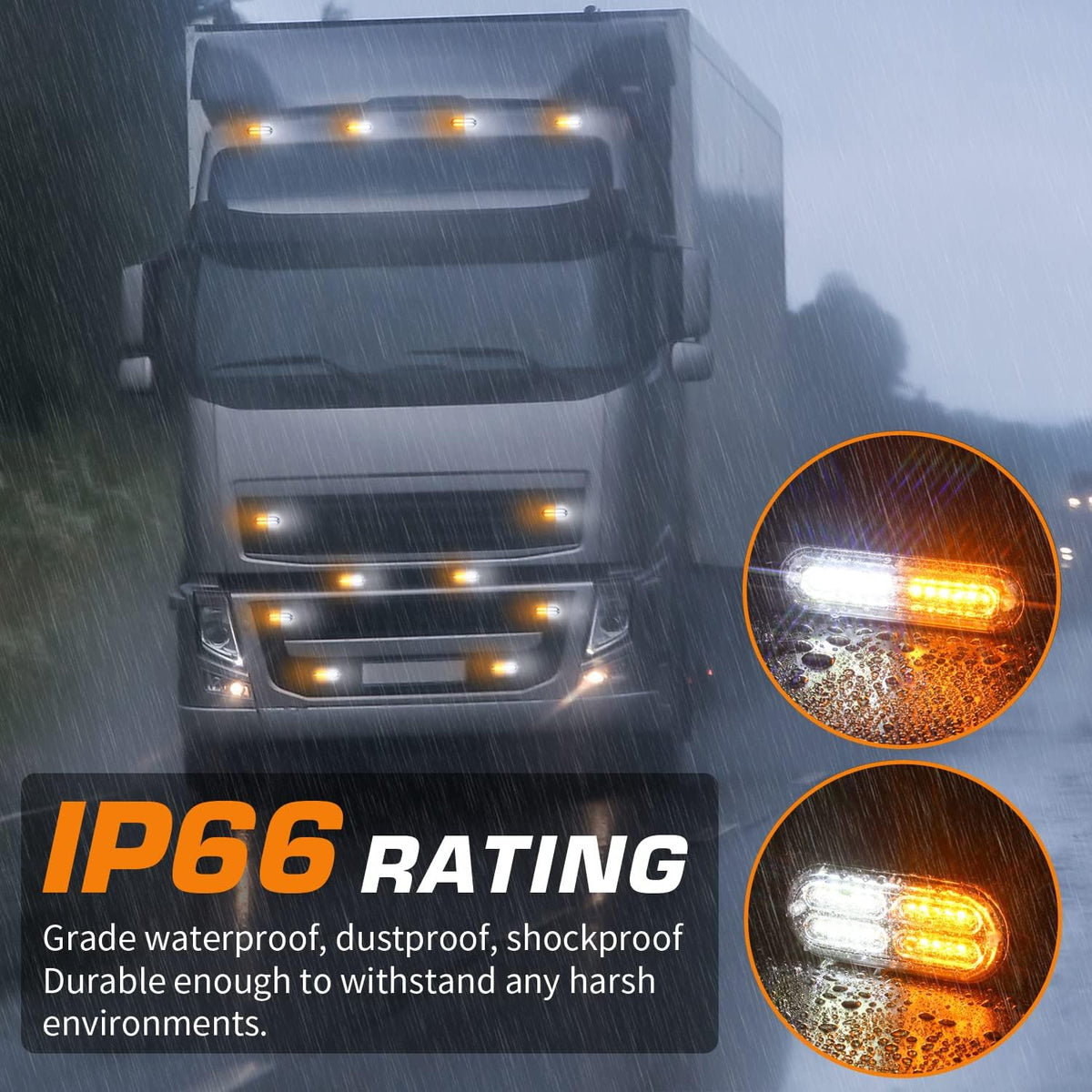 LINKITOM 12pcs Ultra Slim LED Strobe Lights w/Controller, Amber/White