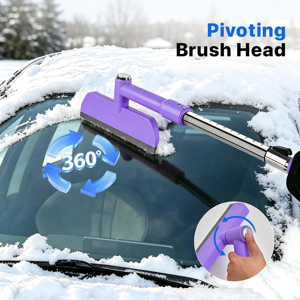 48 in Extendable Snow Brush and Ice Scraper for Car Windshield, Purple