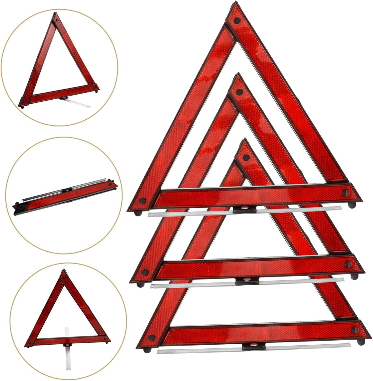 3pcs Triangular Safety Warning Signs for Roadside Emergency Parking