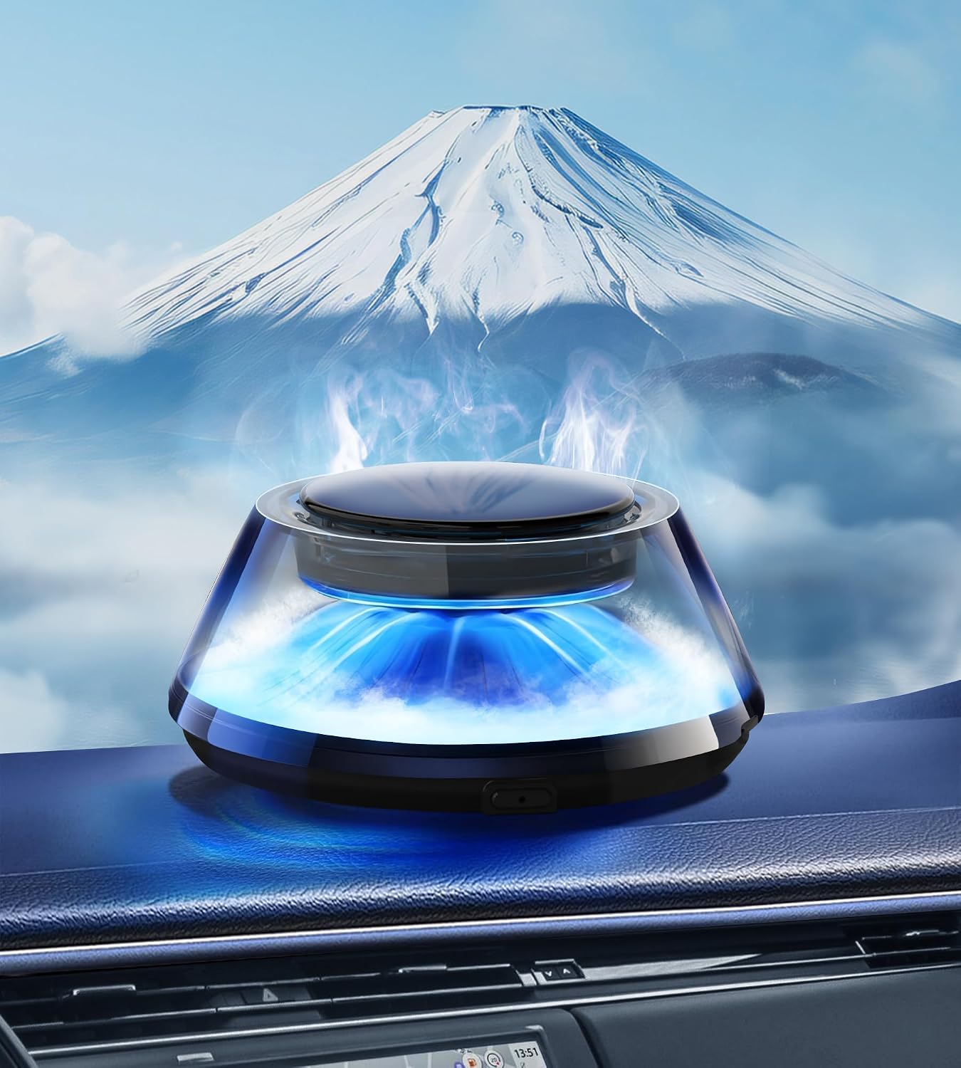 Upgraded Smart Car Air Freshener, Car Diffuser, Fuji Cologne &amp; Pine Forest 5 Mode Ambient Light &amp; Mist Fragrance with Auto On/Off Intensity Adjustable Mist for 6 Months C01 Automotive Diffuser,Premium