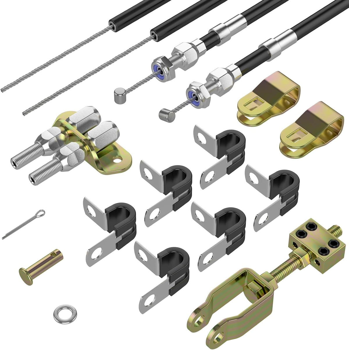 Universal Parking Brake Cable Kits 330-9371，Compatible with Wilwood MC4 and Combination Parking Brake (CPB) Rear Big Brake Kits，Emergency Brake Cable Kit, Rear Extended Parking Brake Cable