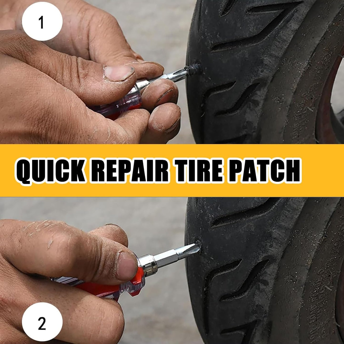100 PCS Tire Repair Kit, Tire Repair Screws with 2 Sizes, Vacuum Tire Repair Rubber Nail, Screwdriver&Storage Box, Fast Self-Service Tool for Car, Truck, Motorcycle, Tire Puncture Repair (100Pcs)